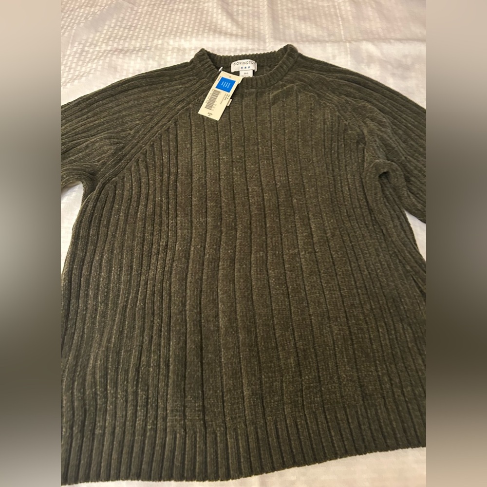 Covington Men's Green Ribbed Crewneck Sweater